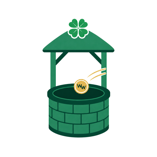 WishingWell’s emerald well and gold coin logo